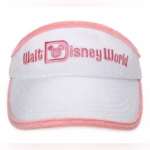Walt Disney World Disney Parks White Pink Terrycloth Adult Visor Golf Hat NWT